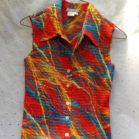 EUC Alberto Makali  Button Front Sleeveless Top SZ S - Picture 1 of 12